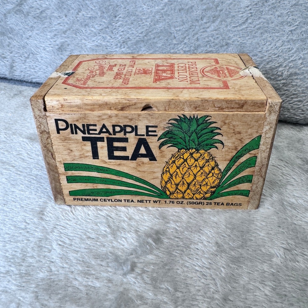 Vintage Pineapple Tea Wooden Box Ceylon‎ Tea Metropolitan Tea Advertising